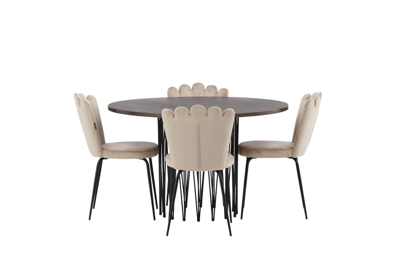 Stone Spisegruppe 120 cm Rund med 4 Limhamn stole - Beige - Møbler - Borde - Spisebordssæt