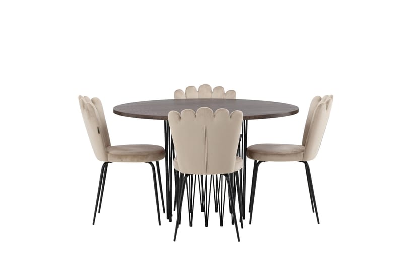 Stone Spisegruppe 120 cm Rund med 4 Limhamn stole - Beige - Møbler - Borde - Spisebordssæt