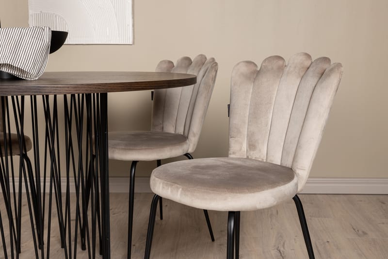 Stone Spisegruppe 120 cm Rund med 4 Limhamn stole - Beige - Møbler - Borde - Spisebordssæt