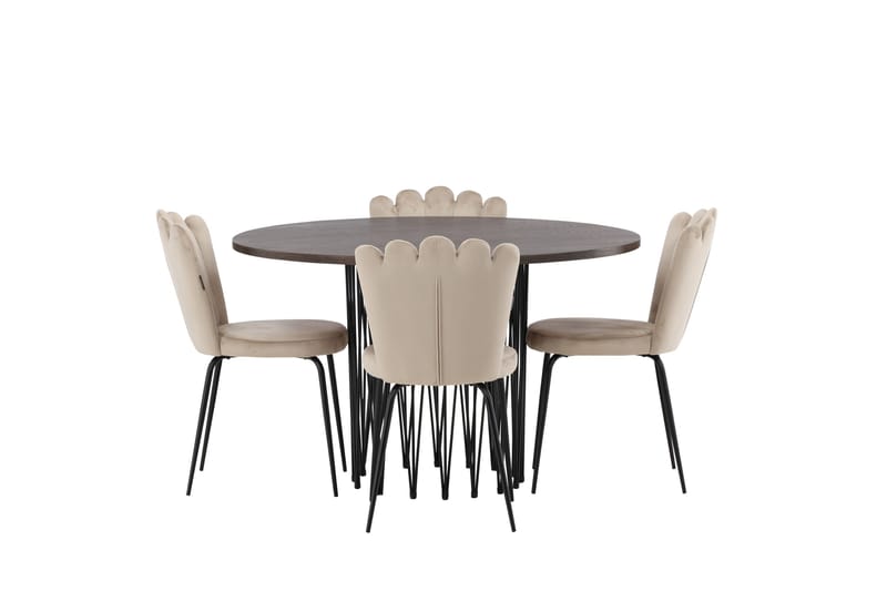 Stone Spisegruppe 120 cm Rund med 4 Limhamn stole - Beige - Møbler - Borde - Spisebordssæt