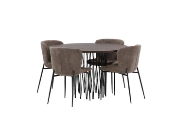 Stone Spisegruppe 120 cm Rund med 4 Modesto stole - Beige - Møbler - Borde - Spisebordssæt