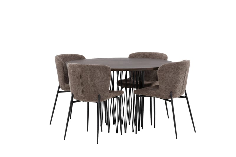 Stone Spisegruppe 120 cm Rund med 4 Modesto stole - Beige - Møbler - Borde - Spisebordssæt