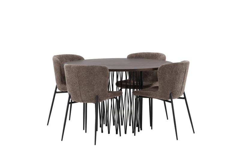 Stone Spisegruppe 120 cm Rund med 4 Modesto stole - Beige - Møbler - Borde - Spisebordssæt