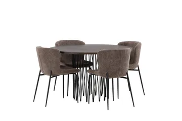 Stone Spisegruppe 120 cm Rund med 4 Modesto stole - Beige - Møbler - Borde - Spisebordssæt