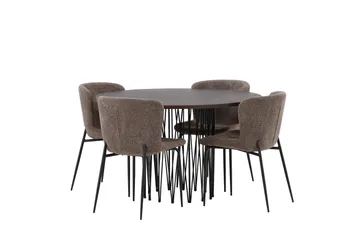 Stone Spisegruppe 120 cm Rund med 4 Modesto stole - Beige - Møbler - Borde - Spisebordssæt