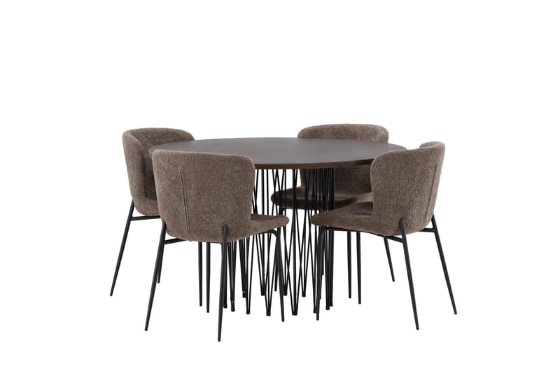 Stone Spisegruppe 120 cm Rund med 4 Modesto stole - Beige - Møbler - Borde - Spisebordssæt