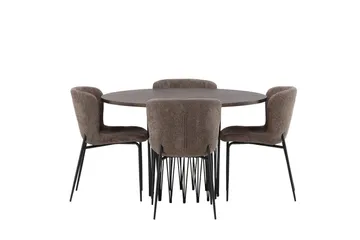 Stone Spisegruppe 120 cm Rund med 4 Modesto stole - Beige - Møbler - Borde - Spisebordssæt