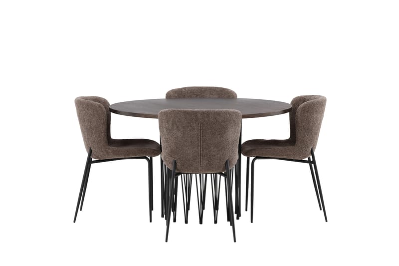 Stone Spisegruppe 120 cm Rund med 4 Modesto stole - Beige - Møbler - Borde - Spisebordssæt