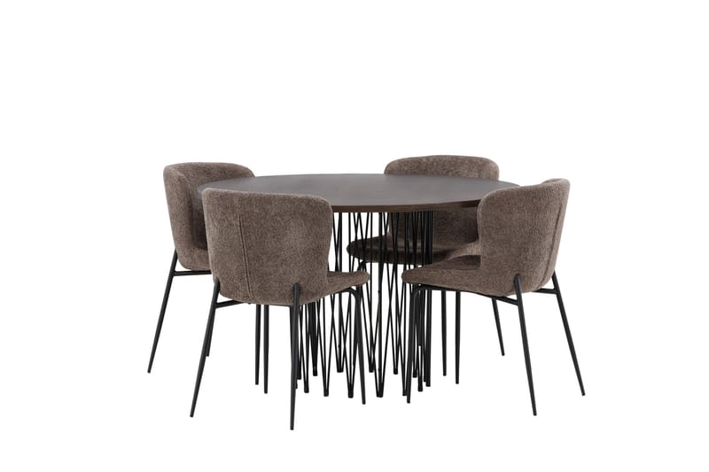 Stone Spisegruppe 120 cm Rund med 4 Modesto stole - Beige - Møbler - Borde - Spisebordssæt