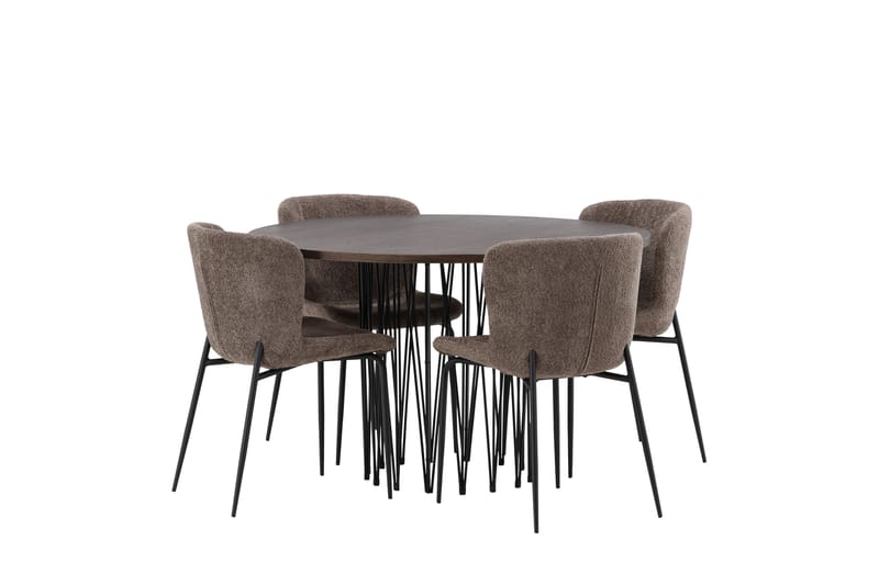Stone Spisegruppe 120 cm Rund med 4 Modesto stole - Beige - Møbler - Borde - Spisebordssæt
