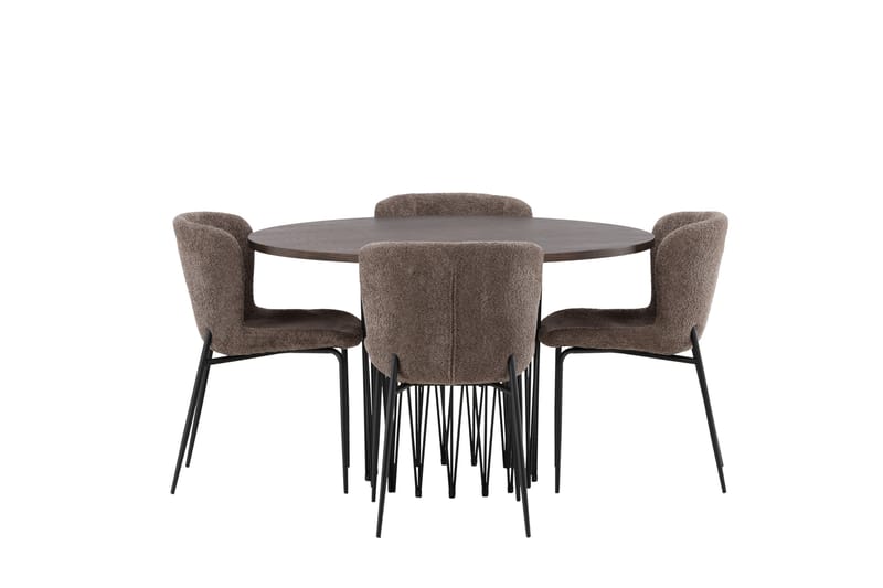 Stone Spisegruppe 120 cm Rund med 4 Modesto stole - Beige - Møbler - Borde - Spisebordssæt