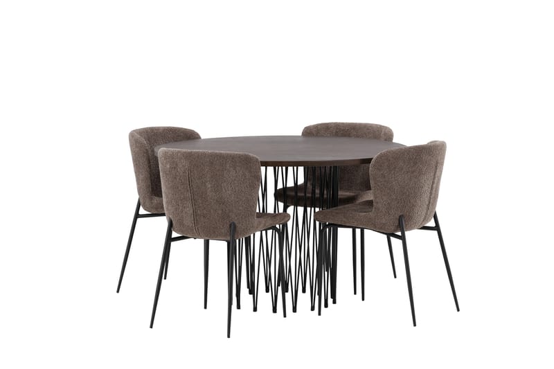 Stone Spisegruppe 120 cm Rund med 4 Modesto stole - Beige - Møbler - Borde - Spisebordssæt