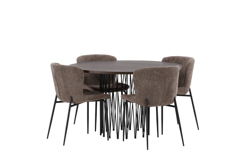 Stone Spisegruppe 120 cm Rund med 4 Modesto stole - Beige - Møbler - Borde - Spisebordssæt