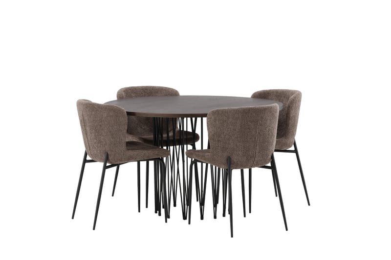 Stone Spisegruppe 120 cm Rund med 4 Modesto stole - Beige - Møbler - Borde - Spisebordssæt