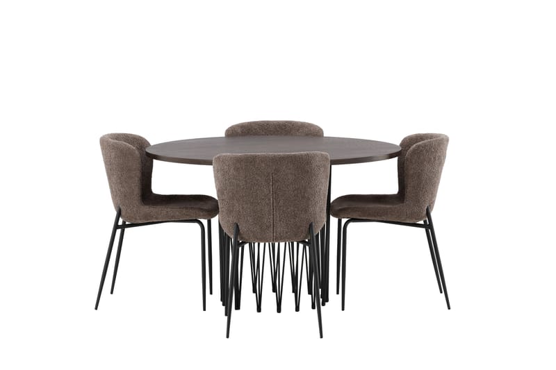 Stone Spisegruppe 120 cm Rund med 4 Modesto stole - Beige - Møbler - Borde - Spisebordssæt