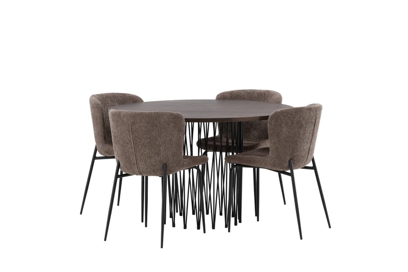 Stone Spisegruppe 120 cm Rund med 4 Modesto stole - Beige - Møbler - Borde - Spisebordssæt