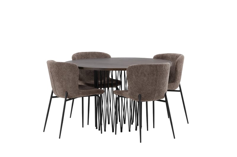 Stone Spisegruppe 120 cm Rund med 4 Modesto stole - Beige - Møbler - Borde - Spisebordssæt