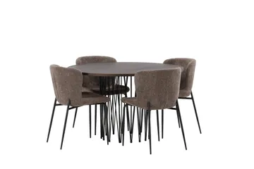 Stone Spisegruppe 120 cm Rund med 4 Modesto stole - Beige - Møbler - Borde - Spisebordssæt