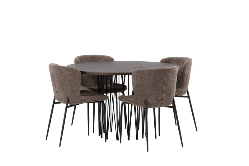 Stone Spisegruppe 120 cm Rund med 4 Modesto stole - Beige - Møbler - Borde - Spisebordssæt