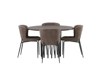 Stone Spisegruppe 120 cm Rund med 4 Modesto stole - Beige - Møbler - Borde - Spisebordssæt