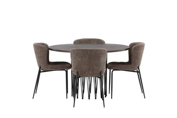 Stone Spisegruppe 120 cm Rund med 4 Modesto stole - Beige - Møbler - Borde - Spisebordssæt