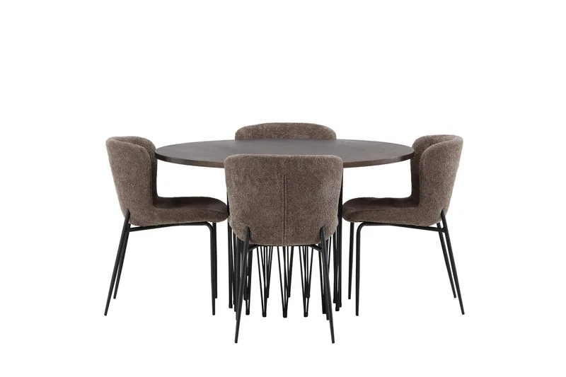 Stone Spisegruppe 120 cm Rund med 4 Modesto stole - Beige - Møbler - Borde - Spisebordssæt