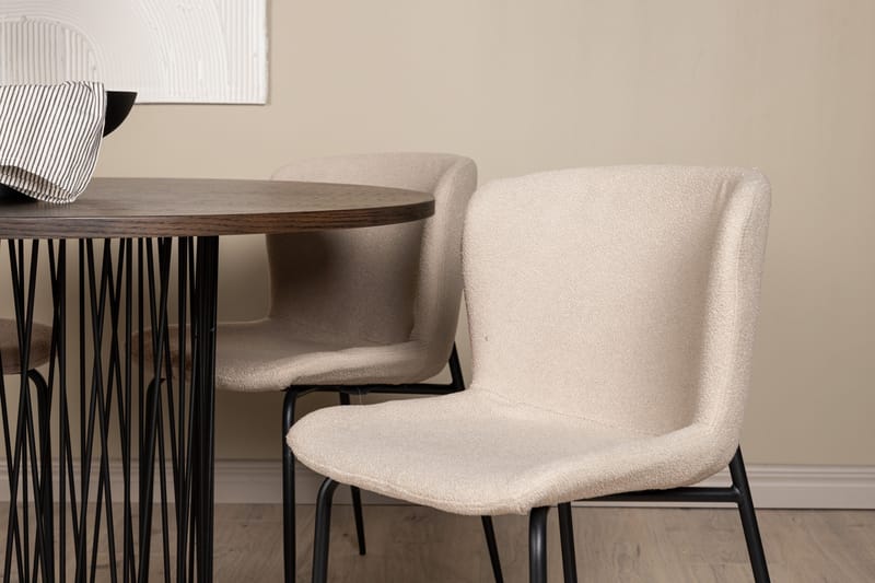 Stone Spisegruppe 120 cm Rund med 4 Modesto stole - Mørk grå - Møbler - Borde - Spisebordssæt