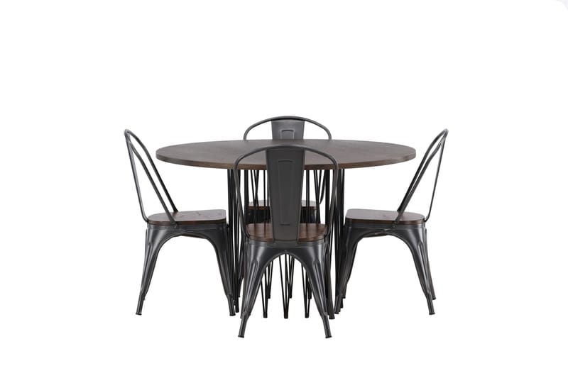 Stone Spisegruppe 120 cm Rund med 4 Tempe stole - Mocca - Møbler - Borde - Spisebordssæt