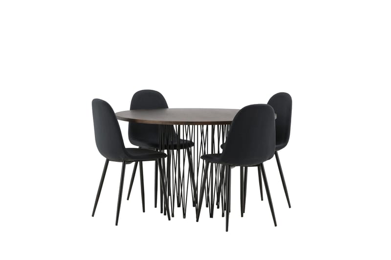 Stone Spisegruppe 120 cm Rund med 4 Polar stole - Svart - Møbler - Borde - Spisebordssæt