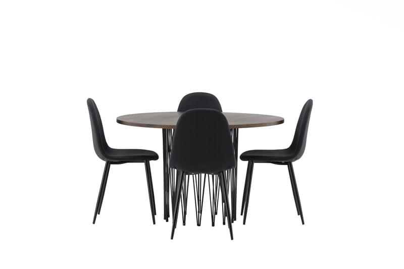 Stone Spisegruppe 120 cm Rund med 4 Polar stole, Svart