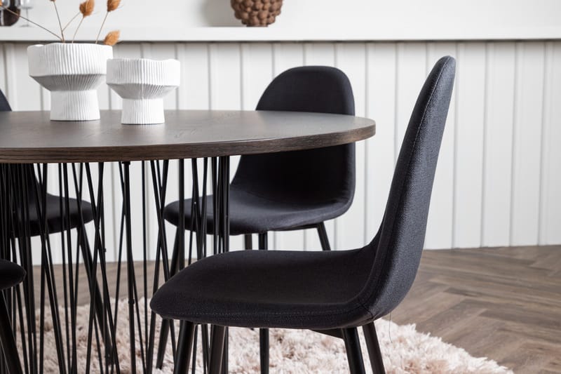Stone Spisegruppe 120 cm Rund med 4 Polar stole - Svart - Møbler - Borde - Spisebordssæt