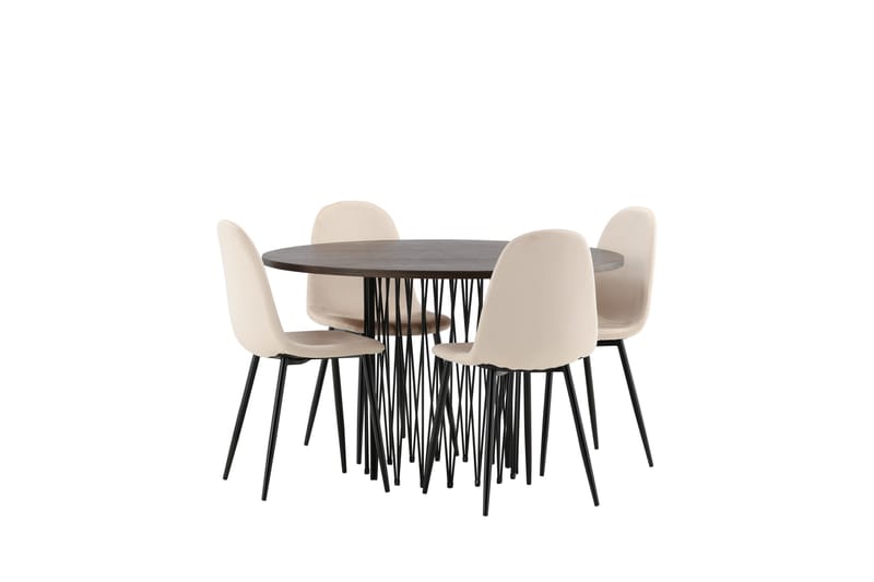Stone Spisegruppe 120 cm Rund med 4 Polar stole - Beige - Møbler - Borde - Spisebordssæt