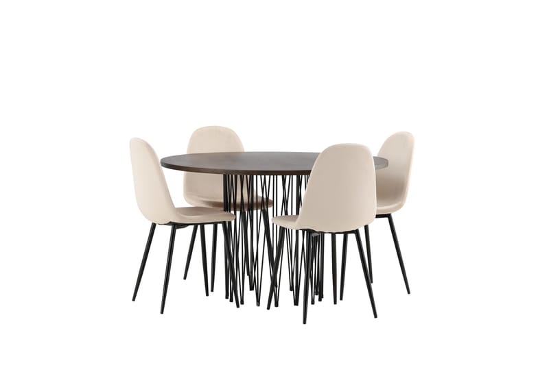 Stone Spisegruppe 120 cm Rund med 4 Polar stole - Beige - Møbler - Borde - Spisebordssæt