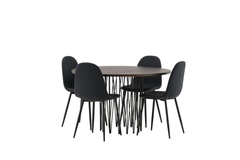 Stone Spisegruppe 120 cm Rund med 4 Polar stole - Svart - Møbler - Borde - Spisebordssæt