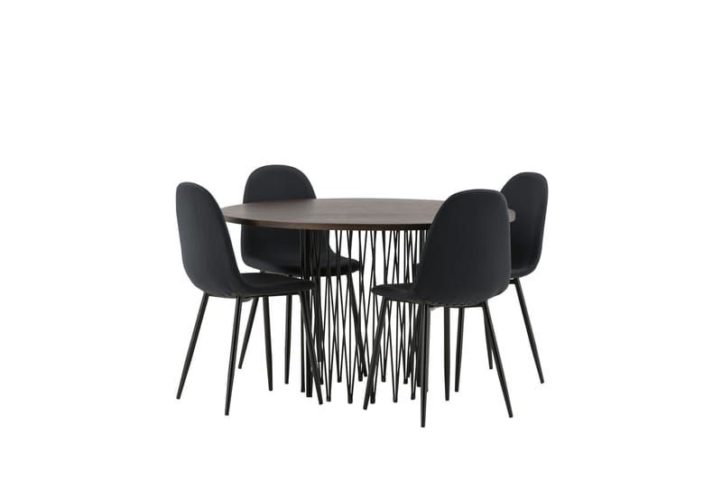 Stone Spisegruppe 120 cm Rund med 4 Polar stole - Svart - Møbler - Borde - Spisebordssæt