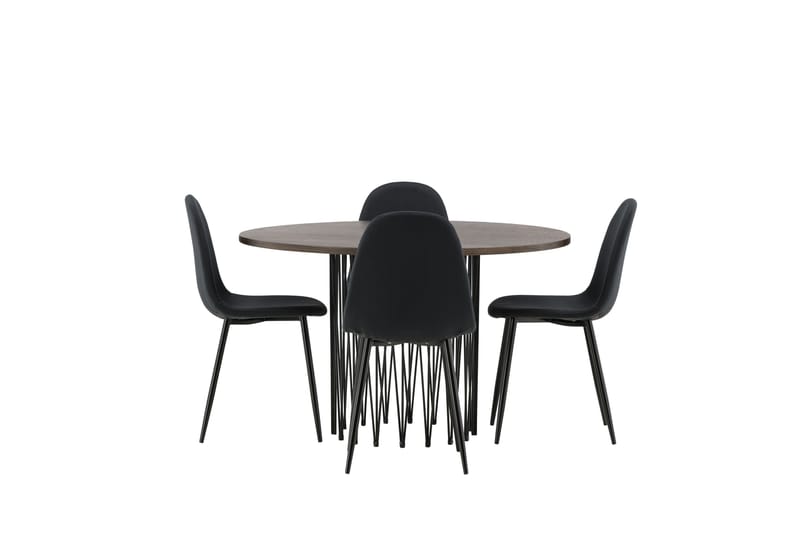 Stone Spisegruppe 120 cm Rund med 4 Polar stole - Svart - Møbler - Borde - Spisebordssæt