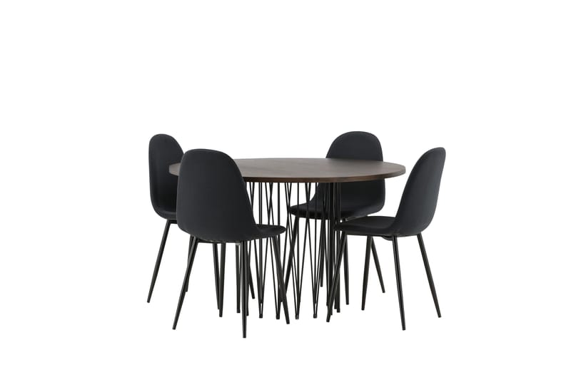 Stone Spisegruppe 120 cm Rund med 4 Polar stole - Svart - Møbler - Borde - Spisebordssæt