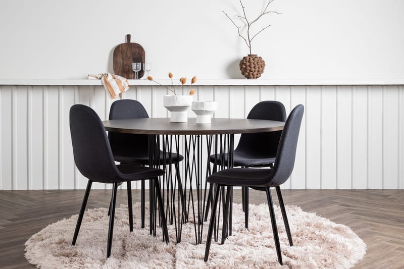 Stone Spisegruppe 120 cm Rund med 4 Polar stole - Svart - Møbler - Borde - Spisebordssæt