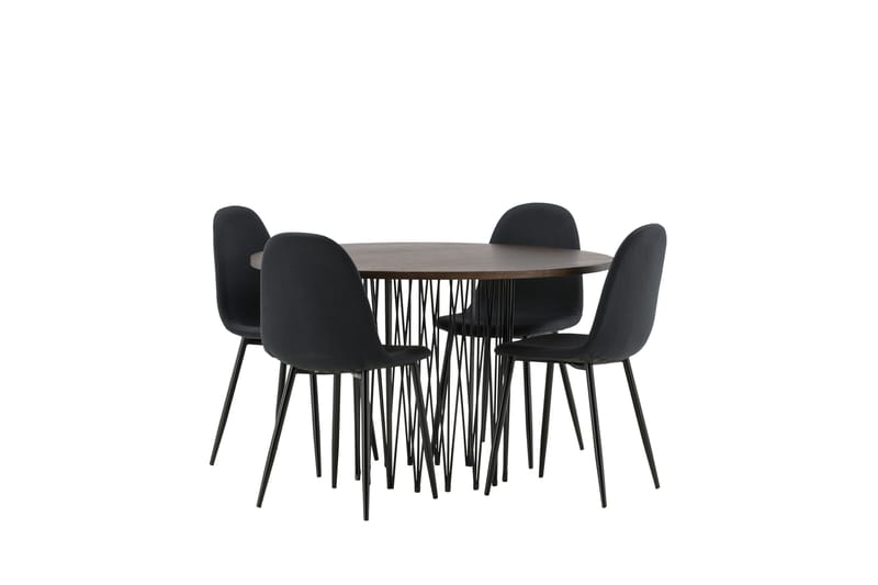 Stone Spisegruppe 120 cm Rund med 4 Polar stole - Svart - Møbler - Borde - Spisebordssæt