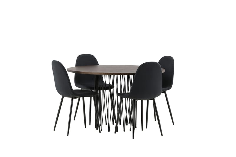 Stone Spisegruppe 120 cm Rund med 4 Polar stole - Svart - Møbler - Borde - Spisebordssæt