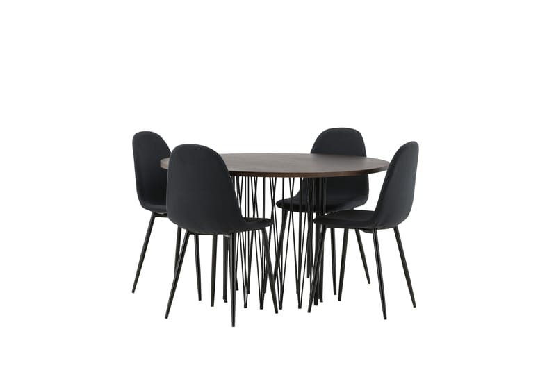 Stone Spisegruppe 120 cm Rund med 4 Polar stole - Svart - Møbler - Borde - Spisebordssæt