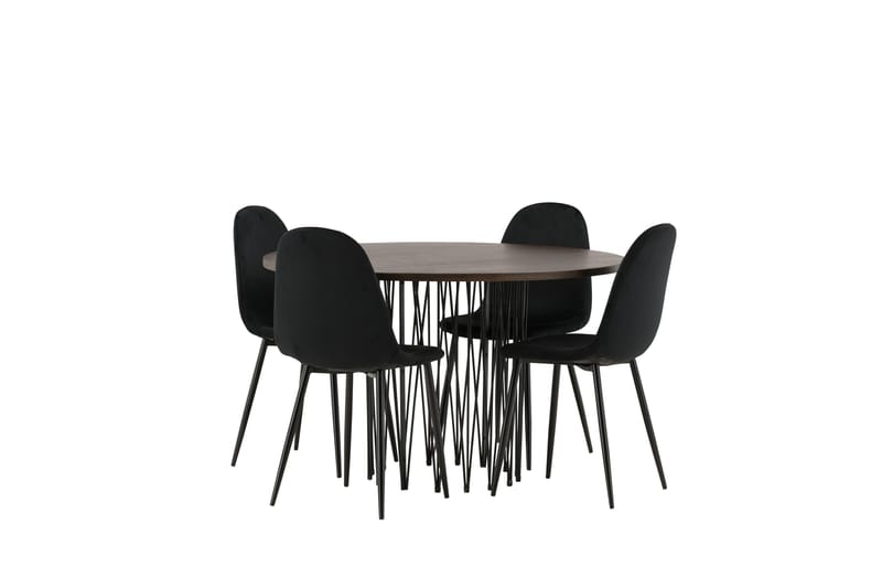 Stone Spisegruppe 120 cm Rund med 4 Polar stole - Svart - Møbler - Borde - Spisebordssæt