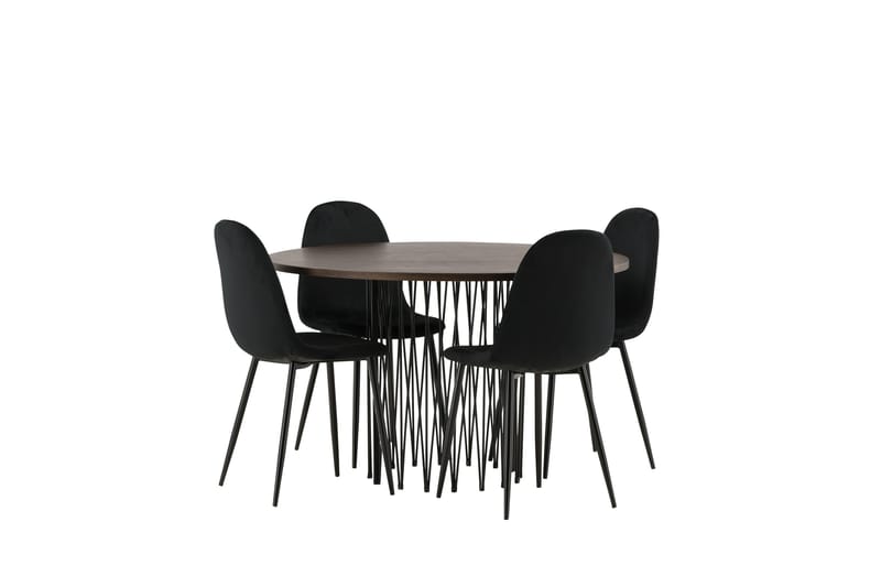 Stone Spisegruppe 120 cm Rund med 4 Polar stole - Svart - Møbler - Borde - Spisebordssæt