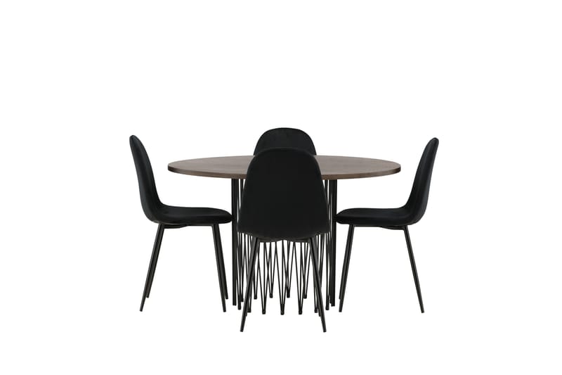 Stone Spisegruppe 120 cm Rund med 4 Polar stole - Svart - Møbler - Borde - Spisebordssæt