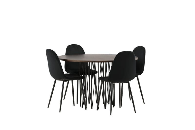 Stone Spisegruppe 120 cm Rund med 4 Polar stole - Svart - Møbler - Borde - Spisebordssæt