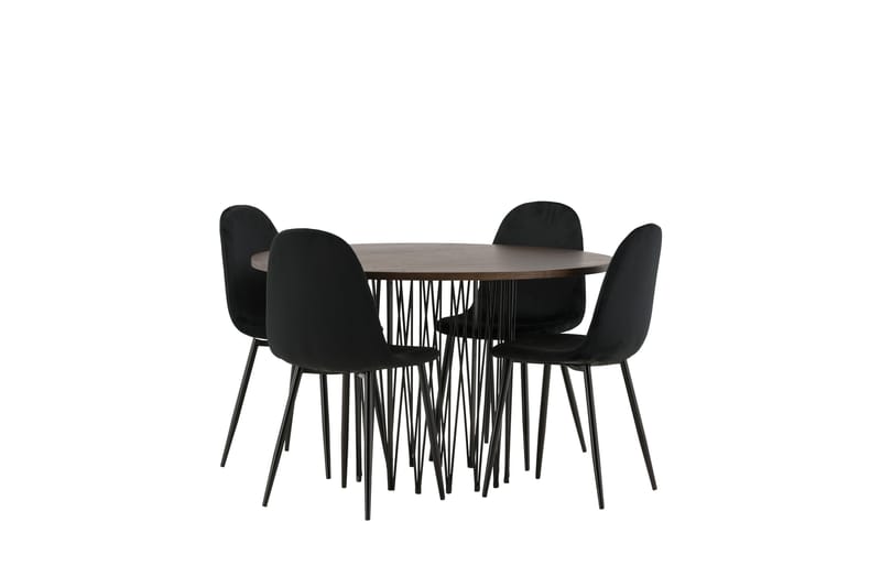 Stone Spisegruppe 120 cm Rund med 4 Polar stole - Svart - Møbler - Borde - Spisebordssæt