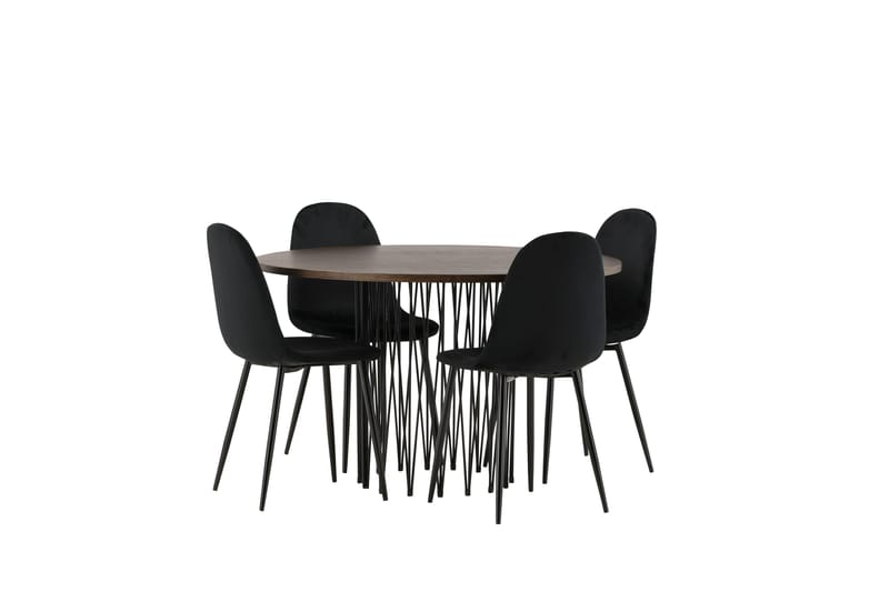 Stone Spisegruppe 120 cm Rund med 4 Polar stole - Svart - Møbler - Borde - Spisebordssæt