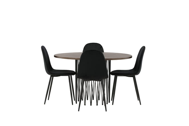 Stone Spisegruppe 120 cm Rund med 4 Polar stole - Svart - Møbler - Borde - Spisebordssæt