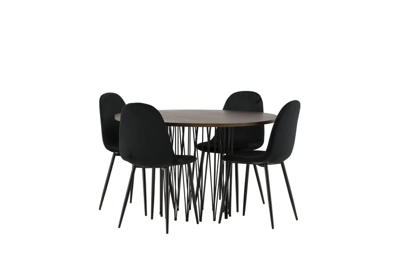Stone Spisegruppe 120 cm Rund med 4 Polar stole - Svart - Møbler - Borde - Spisebordssæt