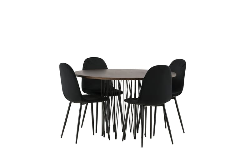 Stone Spisegruppe 120 cm Rund med 4 Polar stole - Svart - Møbler - Borde - Spisebordssæt